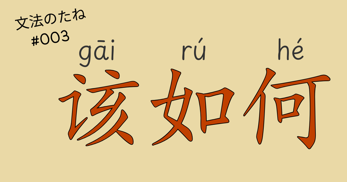 HSK5級中国語文法「该如何」の使い方と『怎么』の違いを説明した学習用イラスト。