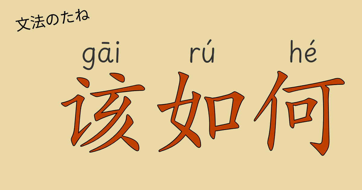 HSK5級中国語文法「该如何」の使い方と『怎么』の違いを説明した学習用イラスト。
